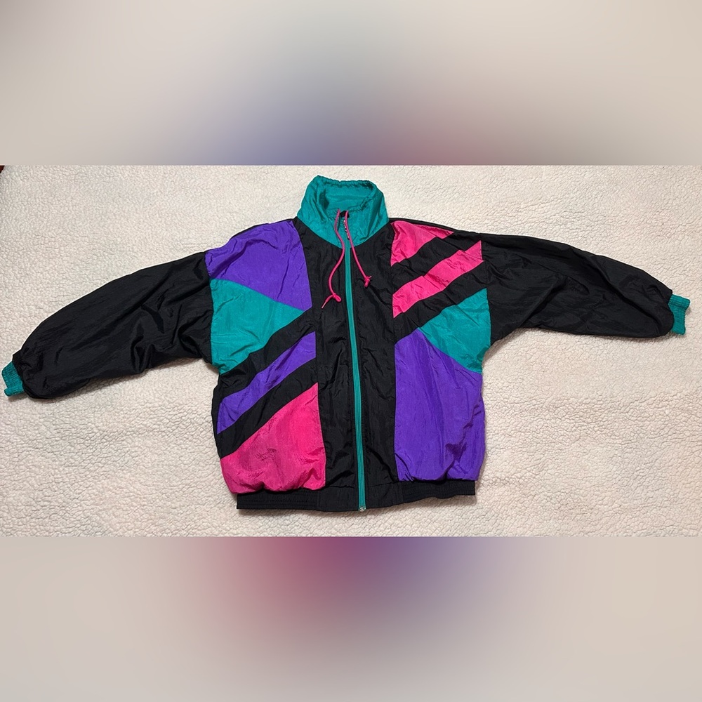 Vintage Active Sensation 80-90’s Ladies Colorful Retro Windbreaker Jogger Jacket